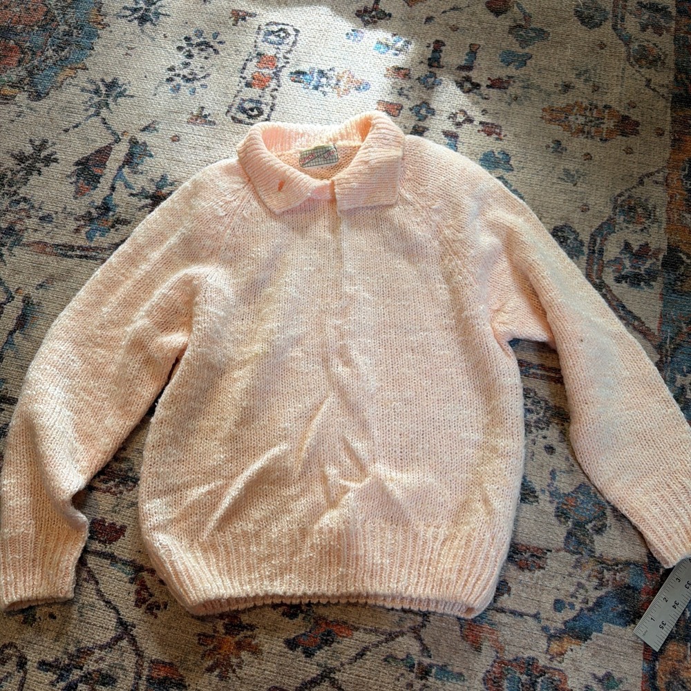 Vintage Spice Of Life Sweater Women's Small Knit 80s Pullover Retro Peach